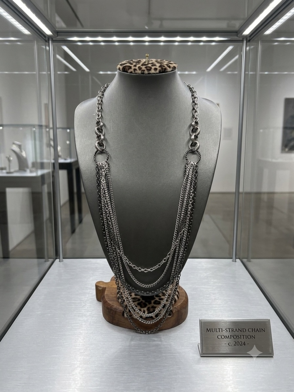 Mixit Silver Multi-Strand Chain Necklace with Polished Finish